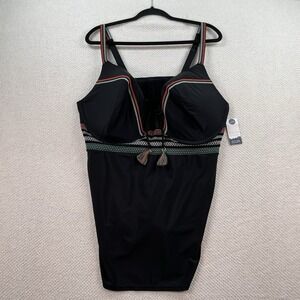 Cacique Black One Piece Swimsuit with Multicolor Accents